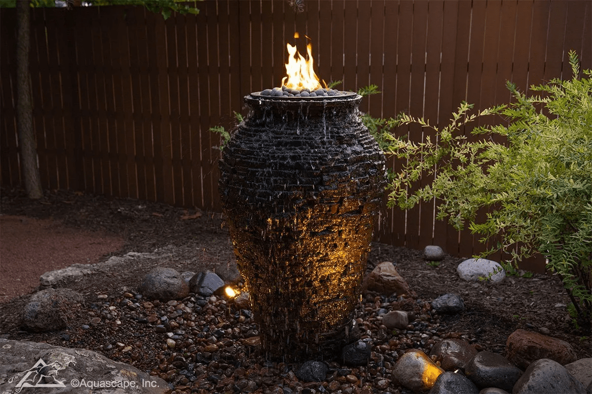 FIRE AND WATER STACKED SLATE URN - 55” H (140 CM)