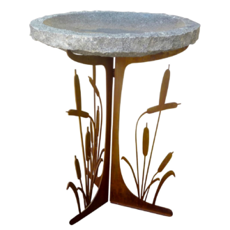 Cattails Silhouette Birdbath